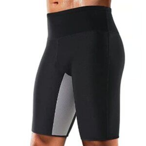 CIMKIZ SAUNA SWEAT SHORTS FOR MEN SLIMMING SHORTS - BLACK/GRAY - SIZE XXXL